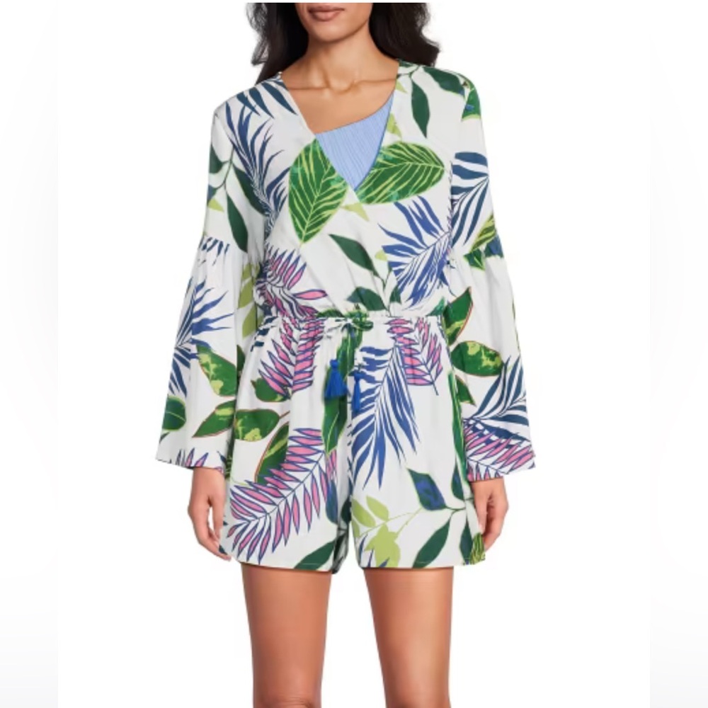 CLUB MODA Rayon Tropical Cover-Up Romper